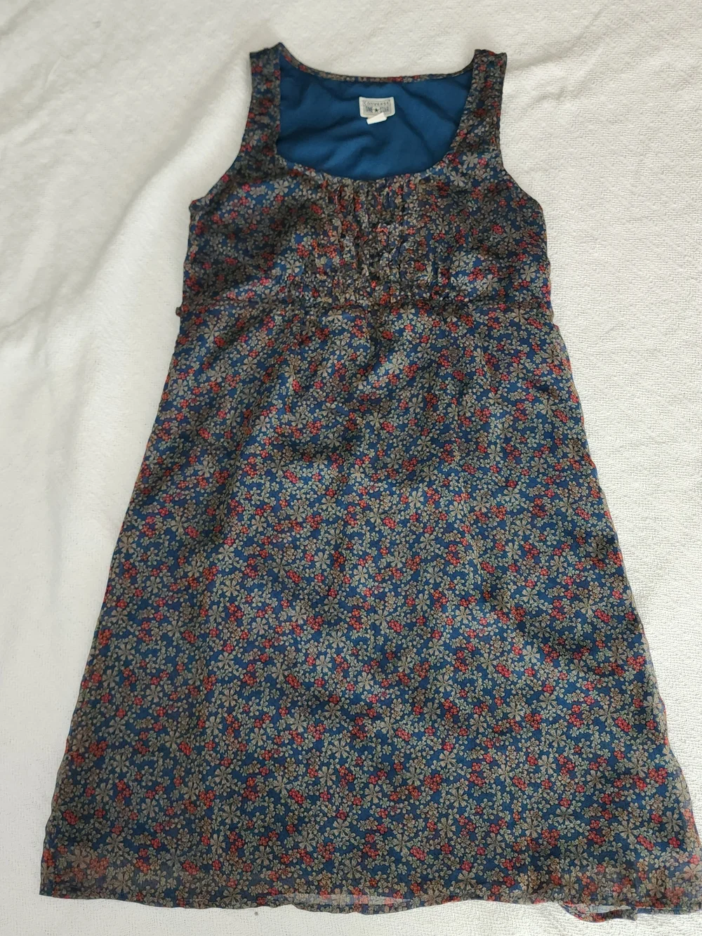 CONVERSE ONE STAR Vintage Y2K Floral Mini Dress - Boho Grunge